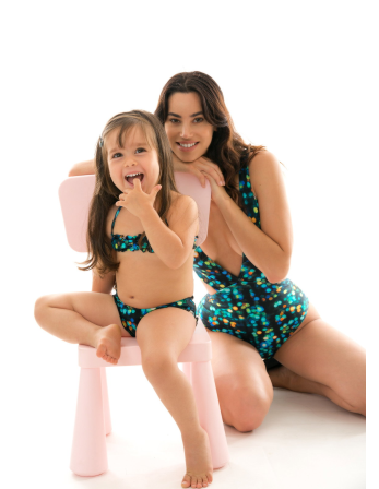 Bikini Negro Y Azul De Top Bandeau Para Niñas - Luce Kids 2
