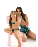 Svart Og Blå Bandeau Bikini For Jenter - Luce Kids