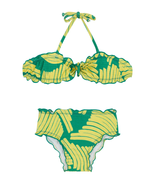 Bikini Bandeau Dla Dziewczynek W Zielony Nadruk...