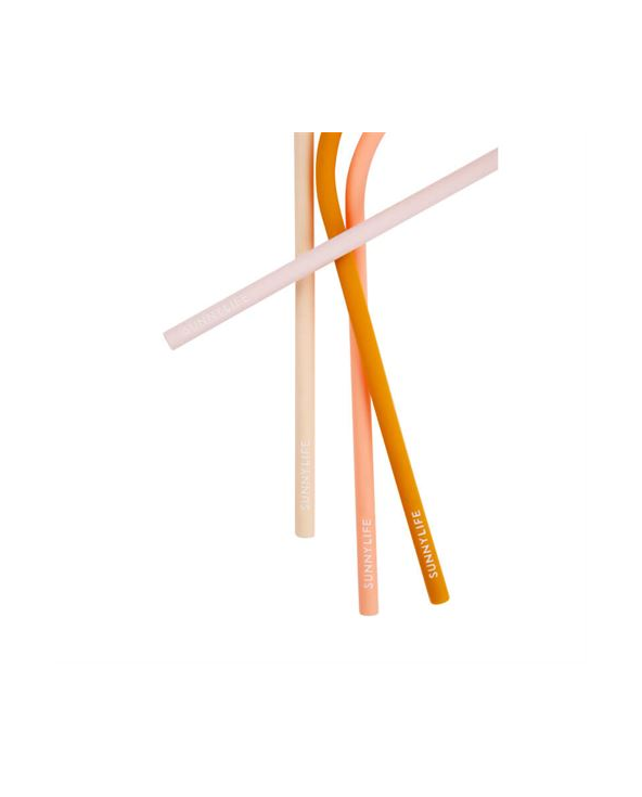 Set Of 4 Reusable Colored Silicone Straws - M...