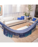 Niebieski Hamak Z Dwukolorową Makramą 4M X 1,6M - Bawełna Z Recyklingu - Hammock Casal Paisagem