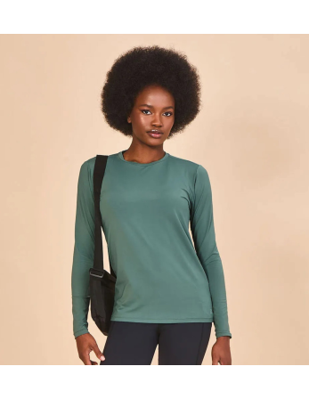 Longsleeve Fem New Fit Textura Verde Jade Upf50+