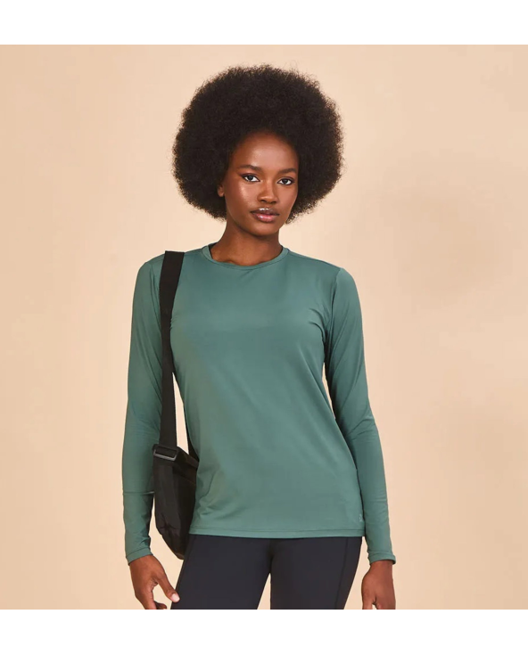 Longsleeve Fem New Fit Textura Verde Jade Upf50+