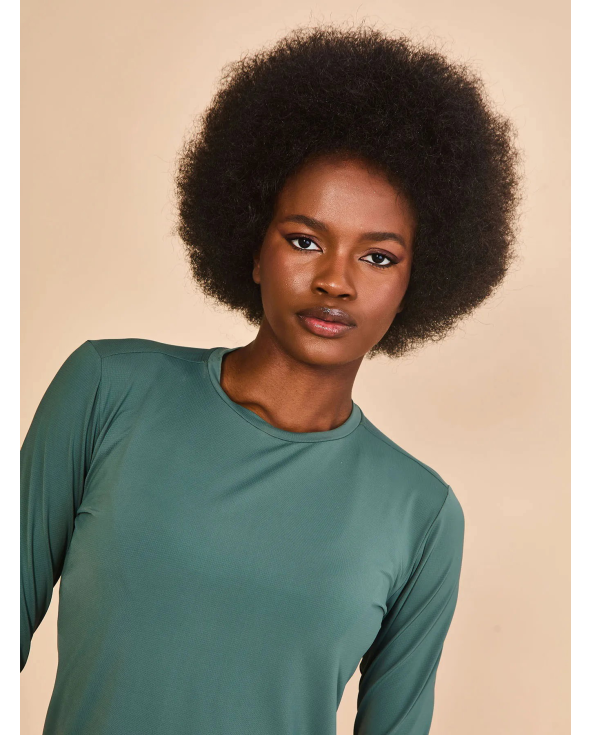 Longsleeve Fem New Fit Textura Verde Jade Upf50+