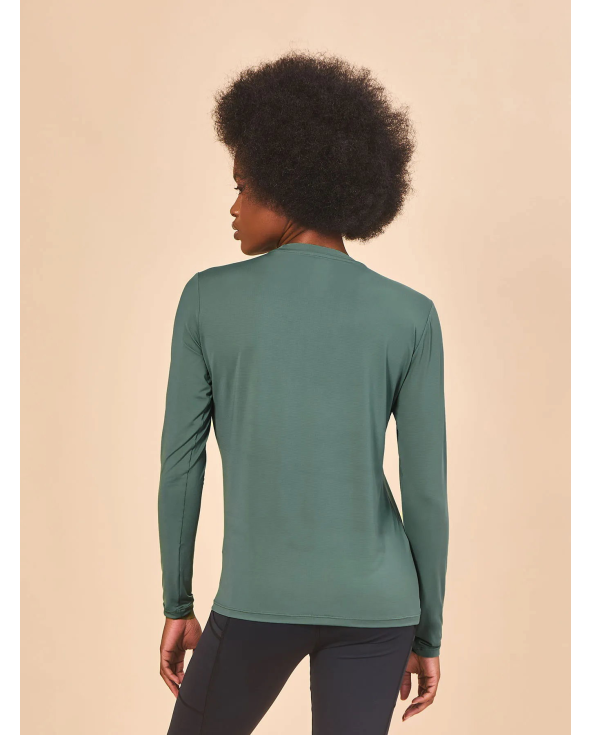 Longsleeve Fem New Fit Textura Verde Jade Upf50+
