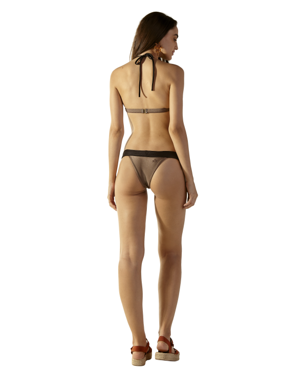Bikini Halter Tortora E Nero - Matelasse...