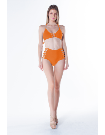 Tiras Cruzadas Neon Laranja