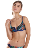 Bikini Multicolor Tropical De Tiro Alto Con Top Bralette En V - Joy Iquitos
