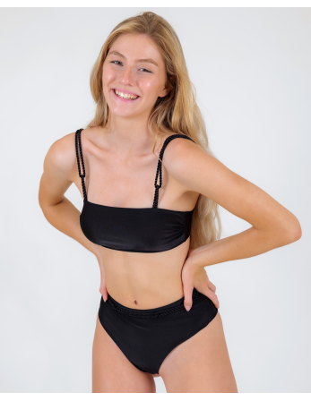 Set Shimmer-Black Bandeau-Reto Hotpants