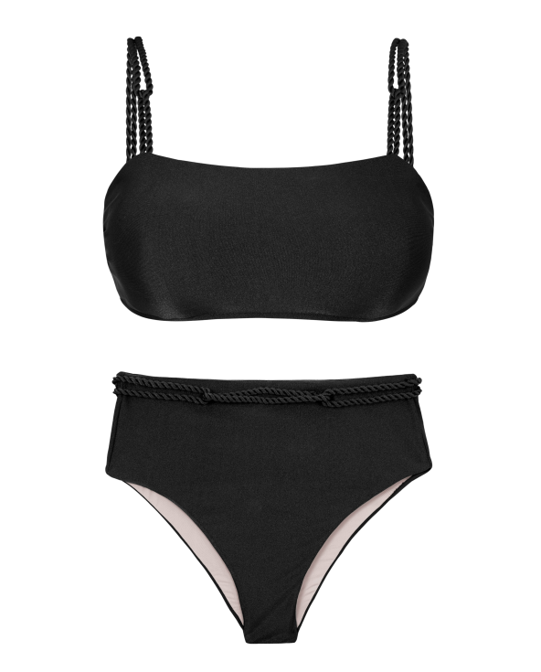 Set Shimmer-Black Bandeau-Reto Hotpants