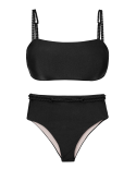 Set Shimmer-Black Bandeau-Reto Hotpants