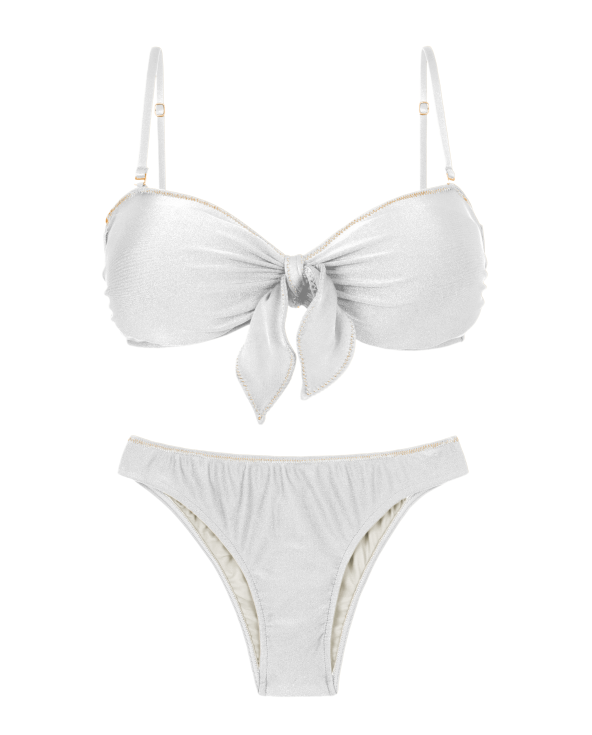 Set Shimmer-White Bandeau-Knot Essential