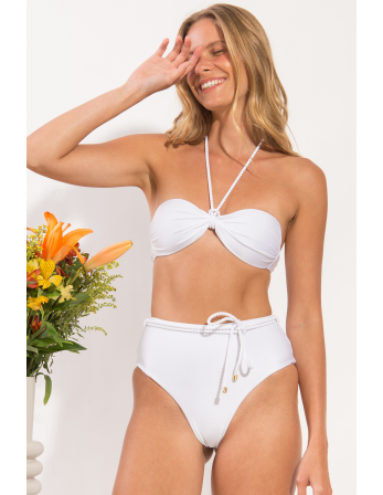 Set Shimmer-White Twist Belted-High-Waist