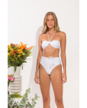 Set Shimmer-White Twist Belted-High-Waist