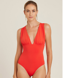 Bio Ruched V Neck One Piece Watermelon