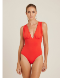 Bio Ruched V Neck One Piece Watermelon