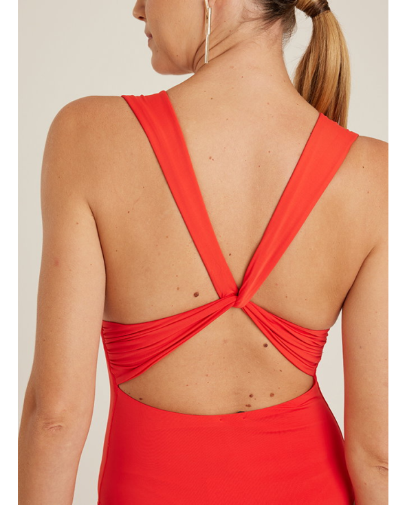Bio Ruched V Neck One Piece Watermelon