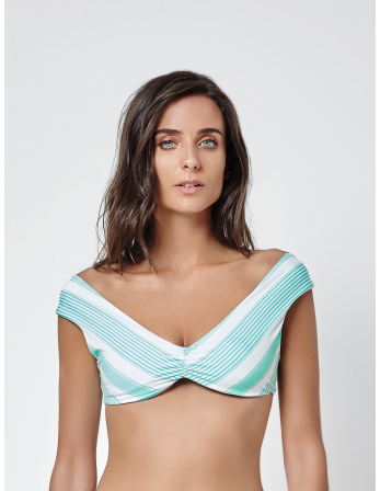 Pink Bathing Bra With Stripes And Back Bow - Soutien... 2