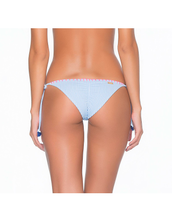 Embroidered Blue Striped Brazilian Bottom With Tassels -... 2
