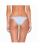 Cueca Brasileira C/ Riscas Azuis, Bordado E Pompons - Bottom Marina Embroidered