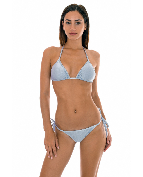 Silberne Bikinihose Mit Seitenschnüren -...
