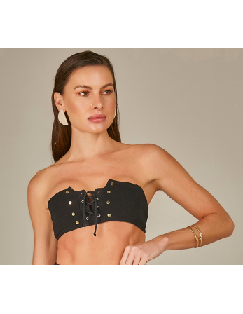 Top Biquini Cristel Textura Pique Preto