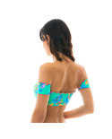 Off-Shoulder Turquoise Crop Top - Top Acqua Flora Off Shoulder