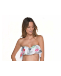 Floral Bandeau Top With Ruffled Sleeves - Top Merry Off Shoulder