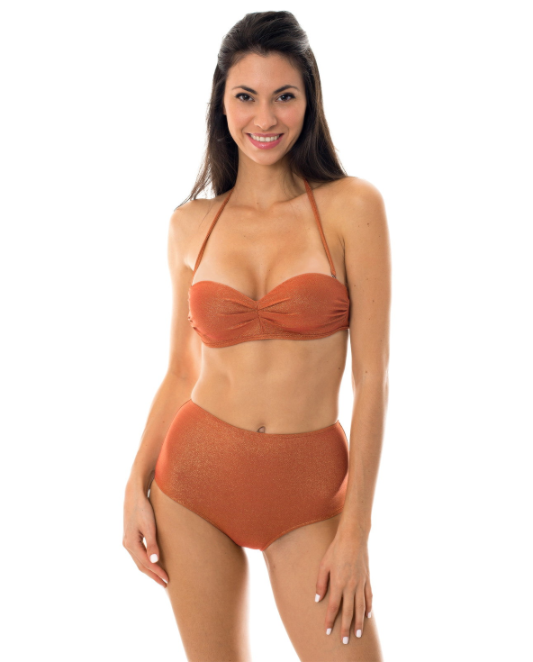 Slip Brasiliano Vita Alta Lurex Rame - Calcinha...