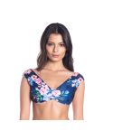 Bbs X Saha - Blomstret/Stribet Vendbar Bikini-Top - Top Aurora Floral Night