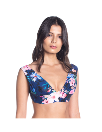 Bbs X Saha - Floral Bra Bikini Top With Large Stripes -...