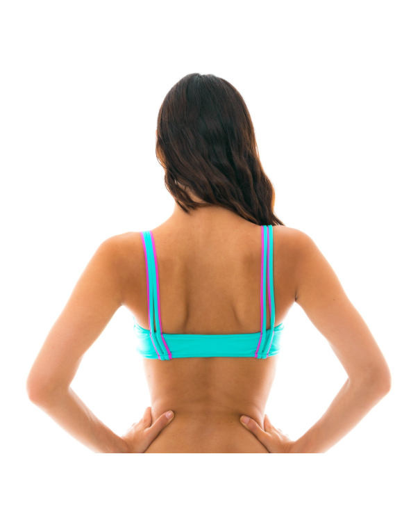 Blå Bikini-Bh Med Rosa Detaljer - Top Duo Pink...