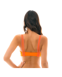 Brassière De Bain Orange Détails Roses - Top Duo Orange