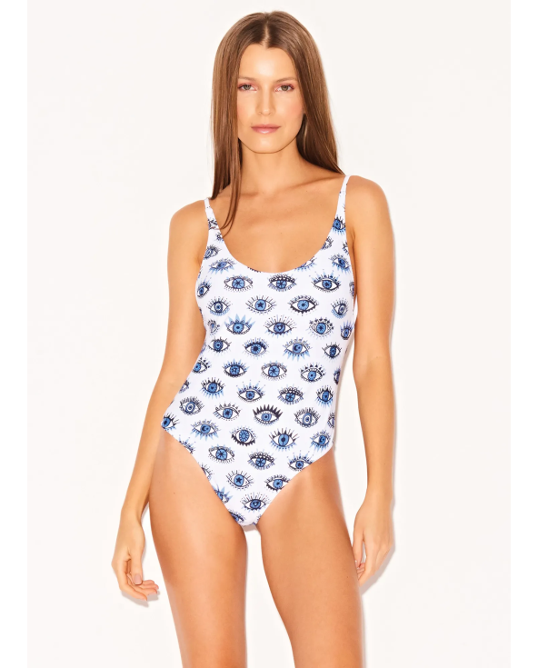 White One-Piece Swimsuit In Blue Eyes - Ariel...