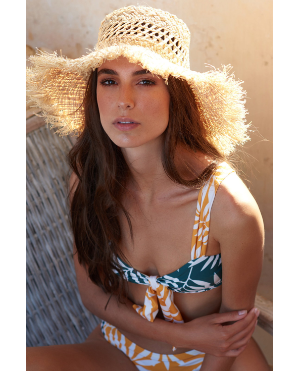 Yellow Brazilian Bikini Bottom With Green Sides...