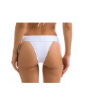 ワイドなウエストバンドが施された白いテクスチャード加工のビキニボトム - Bottom Cloque Branco Tri Cos