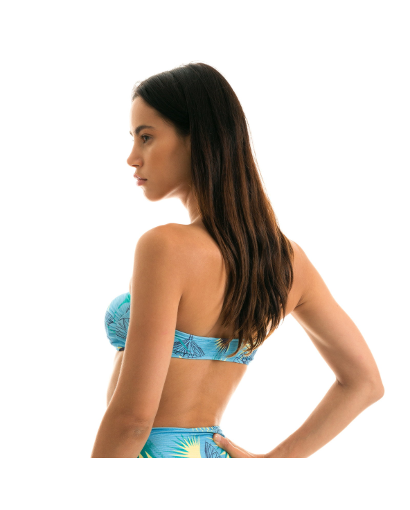 Blauwe Bandeau Bikinitop Met Grafische...
