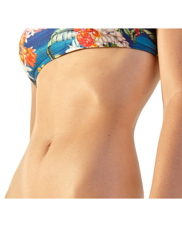 Blauwe Bustier Bikinitop Met Bloemenprint En...