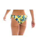 Yellow And Blue Print Side-Tie Bikini Bottom - Bottom Lemon Flower Comfort