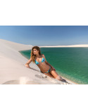 Accessorized Floral Blue Bikini Bottom - Bottom Flower Geometric Inv Comfort