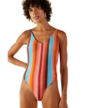 High-Leg One-Piece Swimsuit In Colorful Straps - Delta Palmar