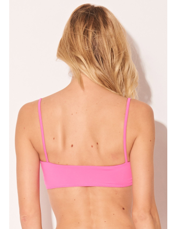 Pink Bra Bikini Top With Laced Neckline - Top Fino Rosa 2