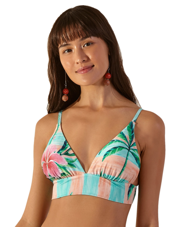 Kolorowy Tropikalny Top Do Bikini Typu Longline...