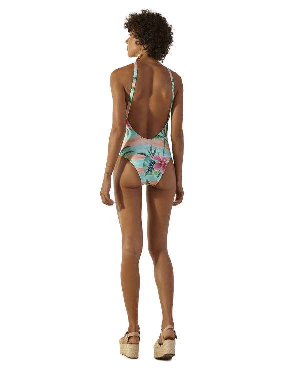 Tropical Colorful High-Neck One-Piece Swimsuit...