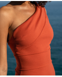 Maillot 1 Pièce Asymétrique Rouille One Shoulder - Crepe Maria Maillot Rusted