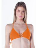 Top Tiras Cruzadas Neon Laranja