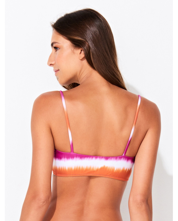 Roze Met Oranje Tie Dye Bustier Bikinitop Met...