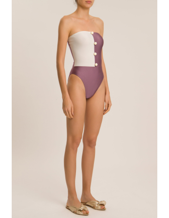 Two-Color Luxurious Bandeau One-Piece Swimsuit With...