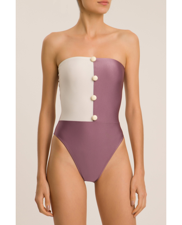 Two-Color Luxurious Bandeau One-Piece Swimsuit...