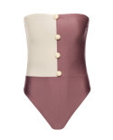 Fato De Banho Cai-Cai Bicolor C/ Botões, Luxo - Bicolor Strapless Swimsuit With Buttons